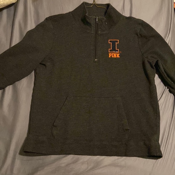 Victorias secret PINK quarter zip in dark grey size large from Illinois. - Picture 1 of 2